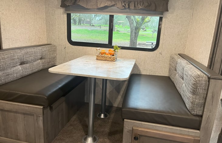 Dinette as seen in dining configuration (also converts to a double berth)