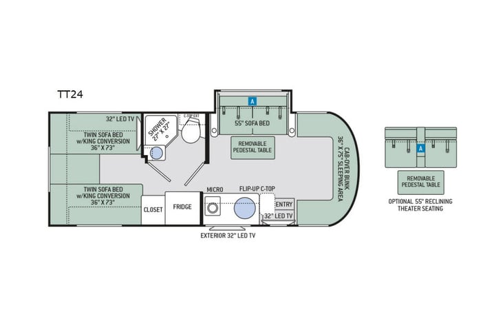 Representative floor plan provided by a trusted RVshare partner.