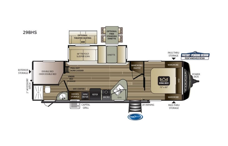 Representative floor plan provided by a trusted RVshare partner.