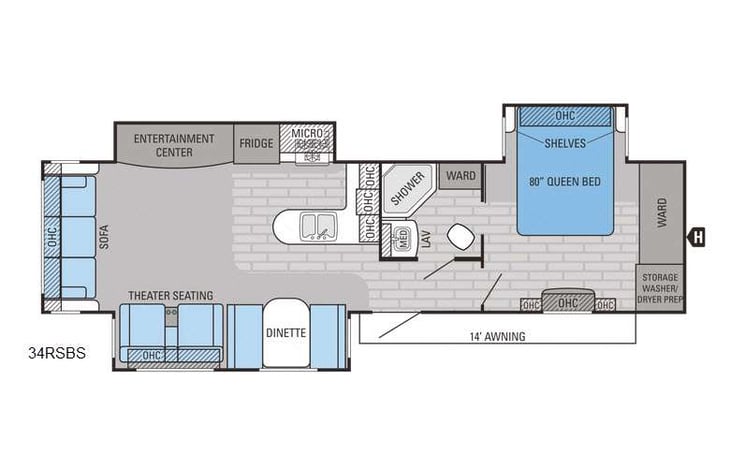 Representative floor plan provided by a trusted RVshare partner.