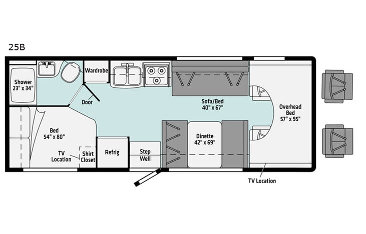 Representative floor plan provided by a trusted RVshare partner.