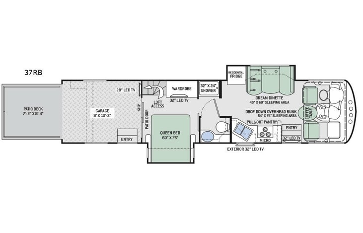 Representative floor plan provided by a trusted RVshare partner.
