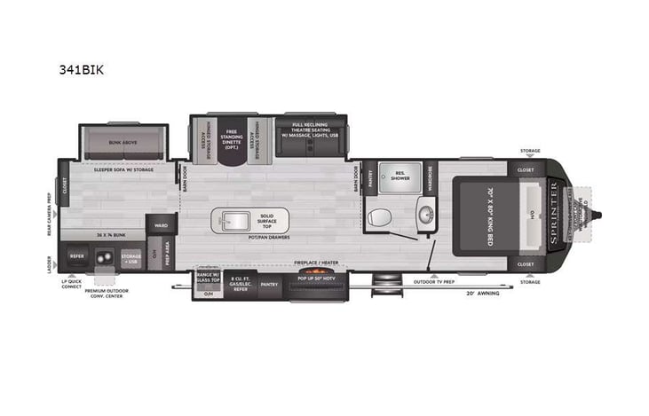 Representative floor plan provided by a trusted RVshare partner.