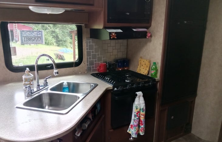 Kitchen with lots of storage/room available above and below.