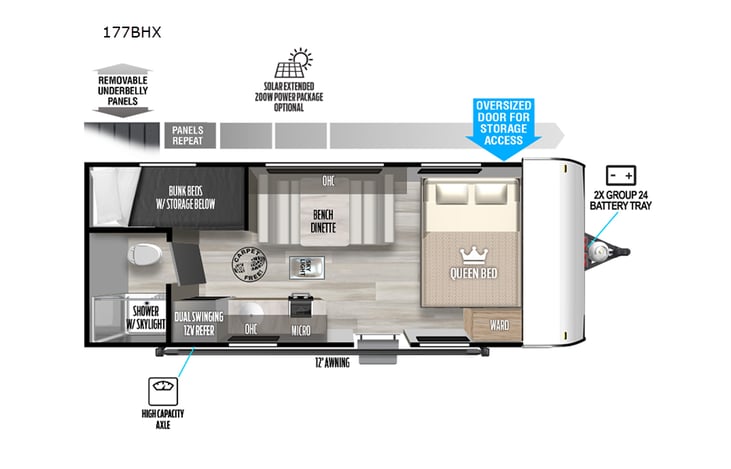 Representative floor plan provided by a trusted RVshare partner.