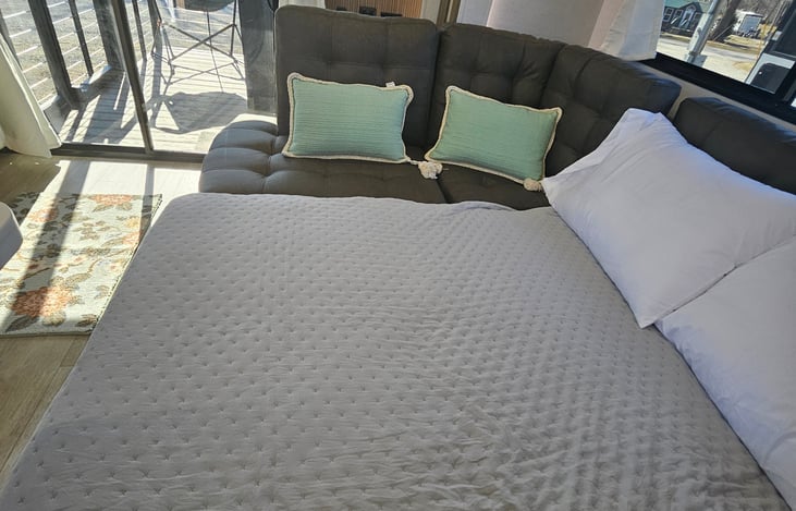 Couch converted to bed