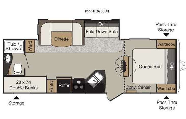 Representative floor plan provided by a trusted RVshare partner.