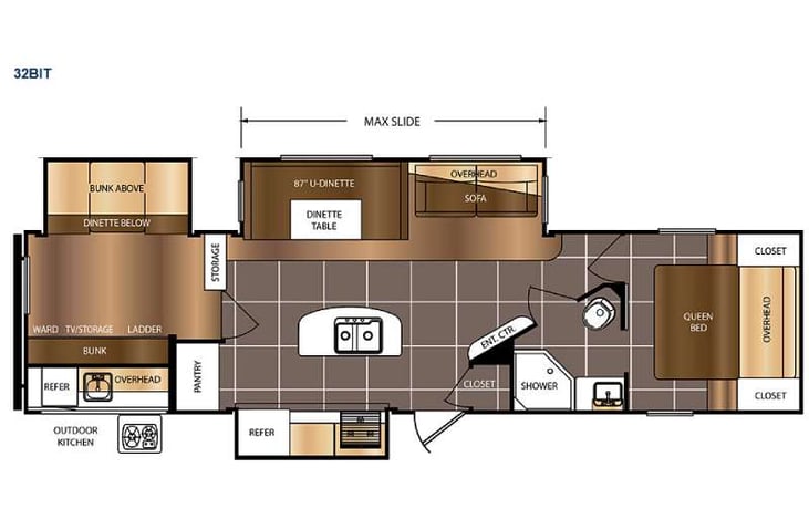 Representative floor plan provided by a trusted RVshare partner.