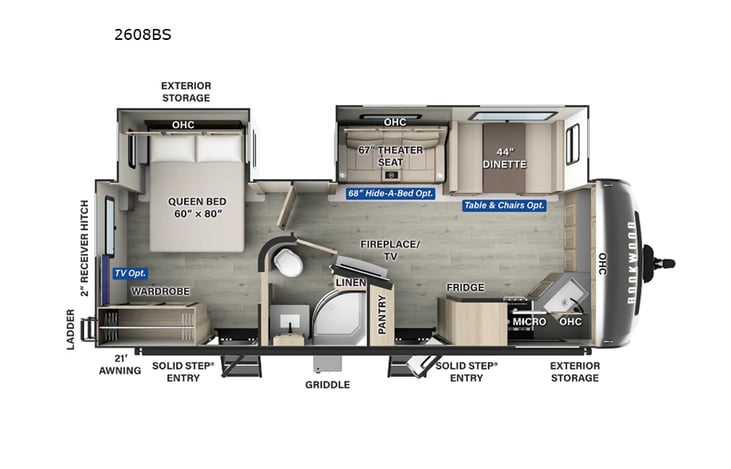Representative floor plan provided by a trusted RVshare partner.