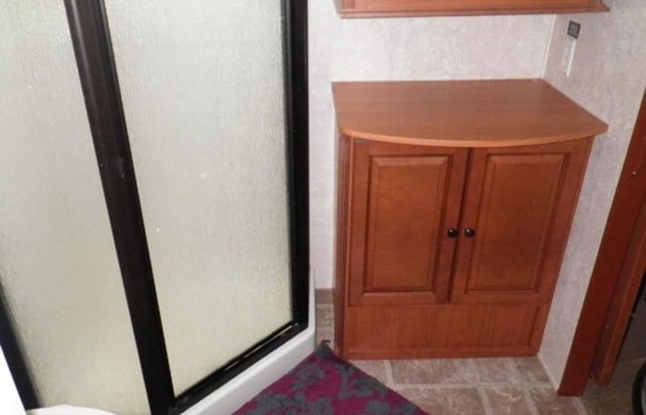 Master shower and cabinets