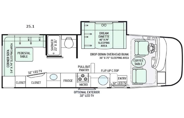 Representative floor plan provided by a trusted RVshare partner.