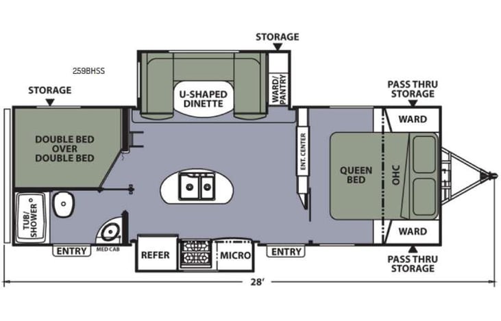 Representative floor plan provided by a trusted RVshare partner.