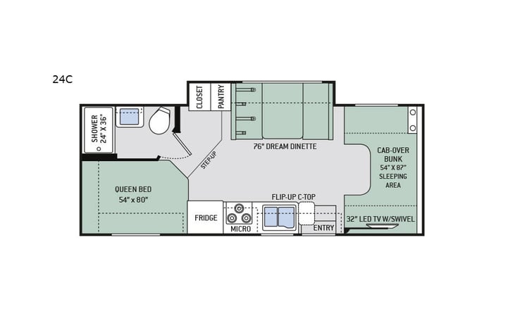 Representative floor plan provided by a trusted RVshare partner.