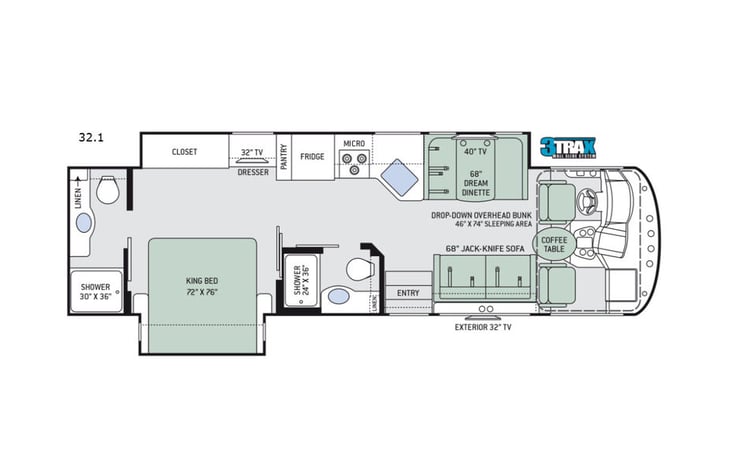 Representative floor plan provided by a trusted RVshare partner.