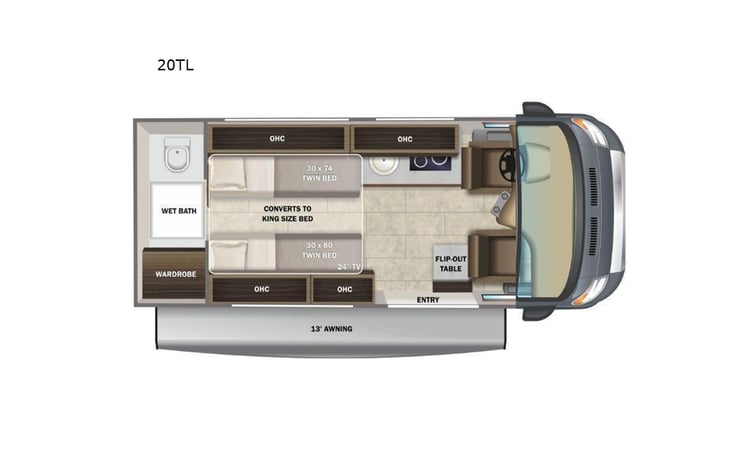 Representative floor plan provided by a trusted RVshare partner.