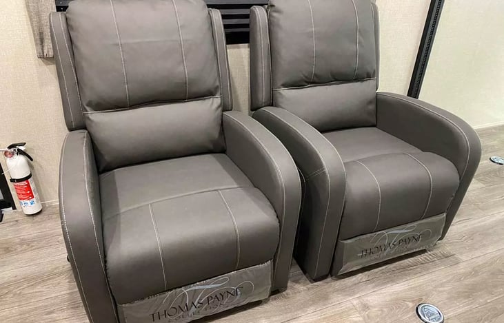Two reclining chairs that make it easy to watch the 43 inch TV and maybe take a nap in ....smile