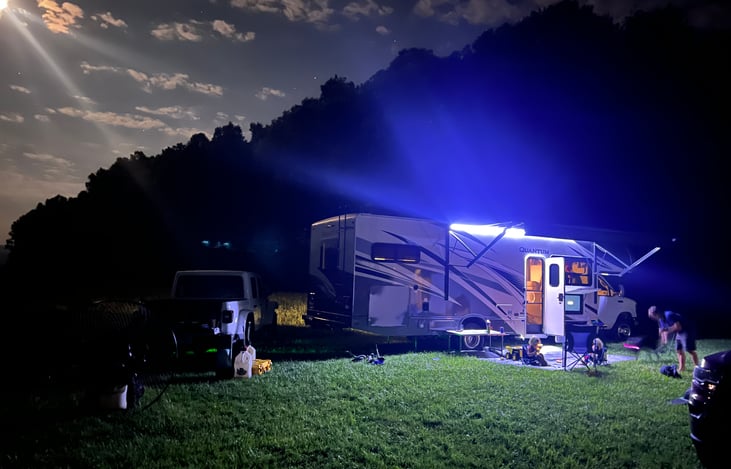 Outside lights, cargo area lighting, awning, outside gas hookup connection