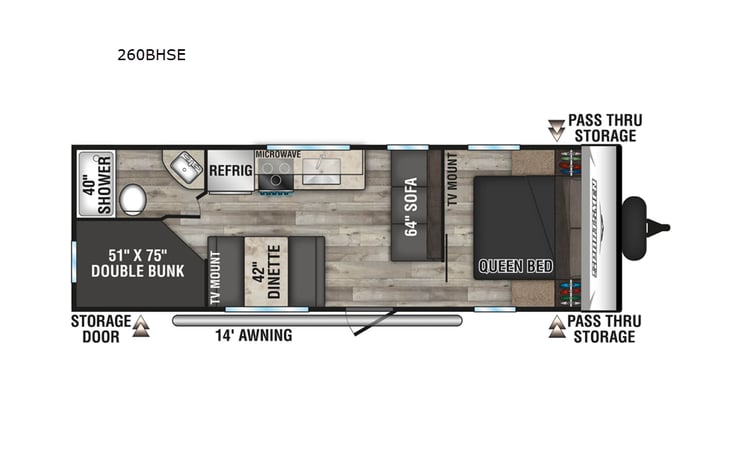 Representative floor plan provided by a trusted RVshare partner.