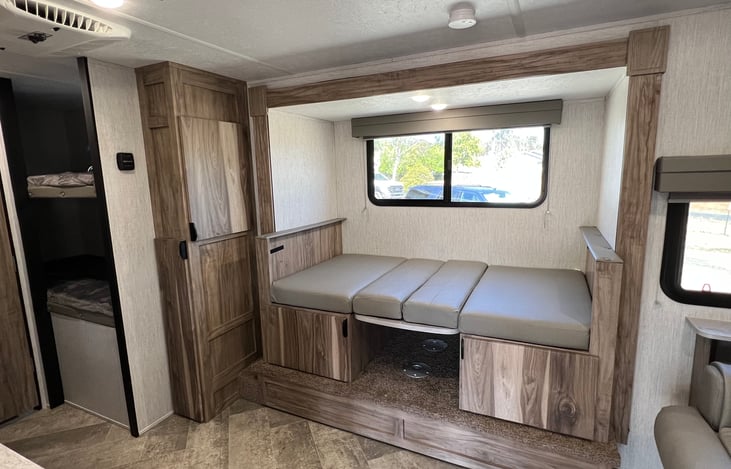 Dinette folds down for more room to sleep