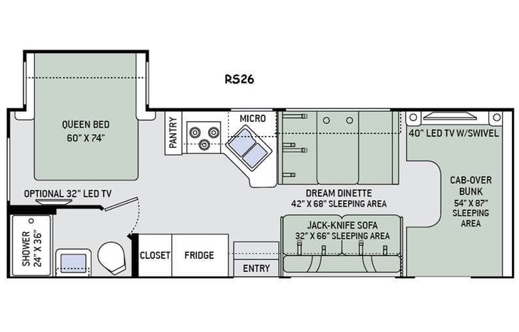 Representative floor plan provided by a trusted RVshare partner.