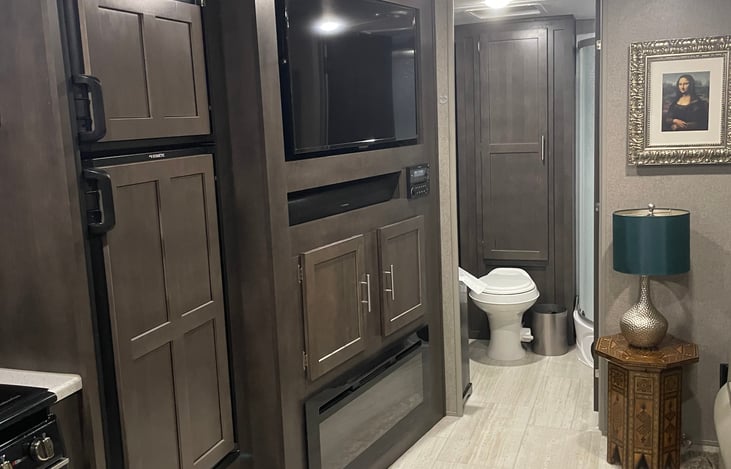 Refrigerator, living room TV