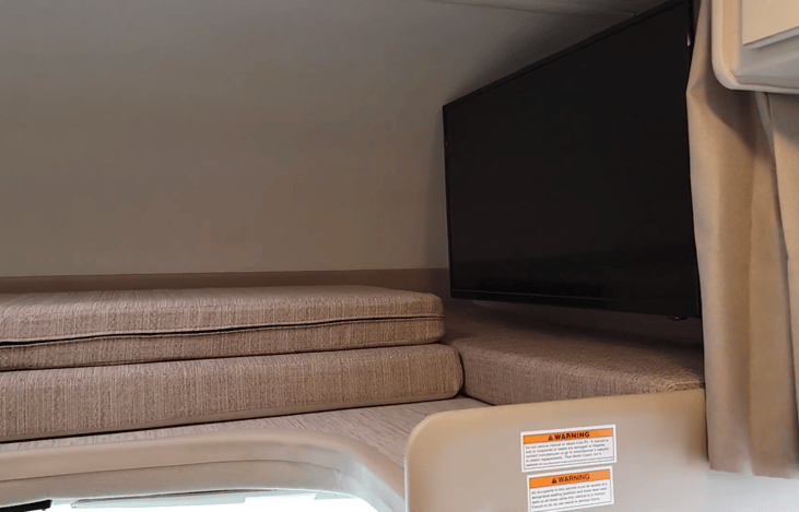 Queen size will sleep two adults, 40” TV with swivel