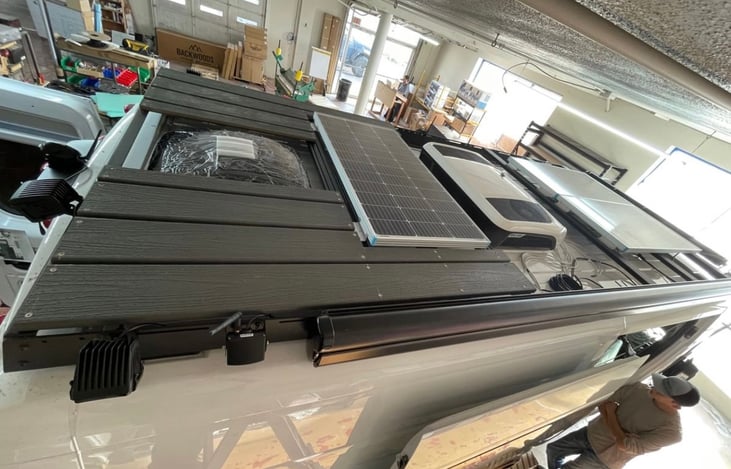 Bring the adventure outside with our outdoor lighting package and roof deck for two!