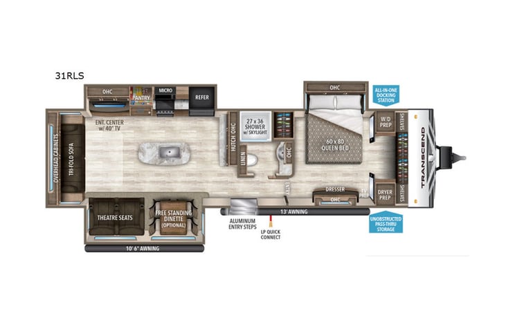 Representative floor plan provided by a trusted RVshare partner.