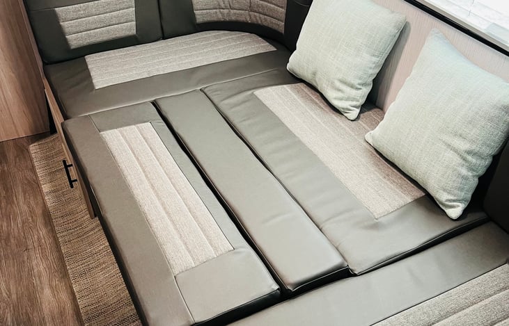 Dinette easily converts to large sleeping area