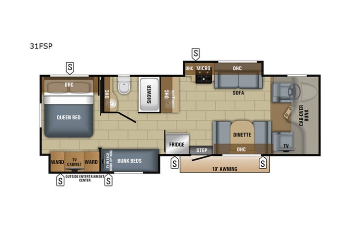 Representative floor plan provided by a trusted RVshare partner.