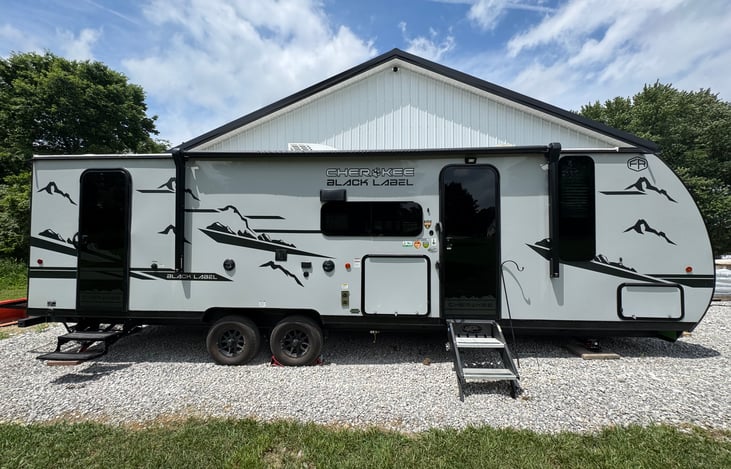 Side View, with Outside Kitchen and Rear access to the Bathroom.