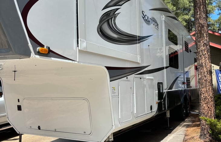 Outdoor pass through storage as well as storage under fifth wheel hitch to keep all belongings safe and out of weather. Generator provided upon request. Pass through storage space is heated!
