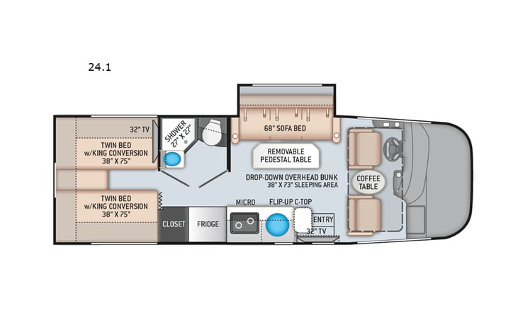 Representative floor plan provided by a trusted RVshare partner.