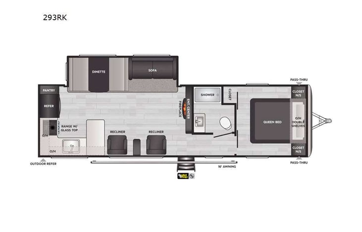 Representative floor plan provided by a trusted RVshare partner.