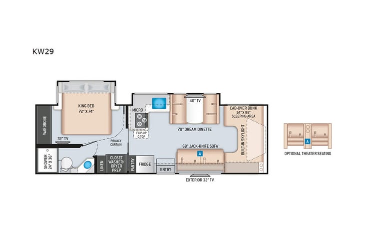 Representative floor plan provided by a trusted RVshare partner.