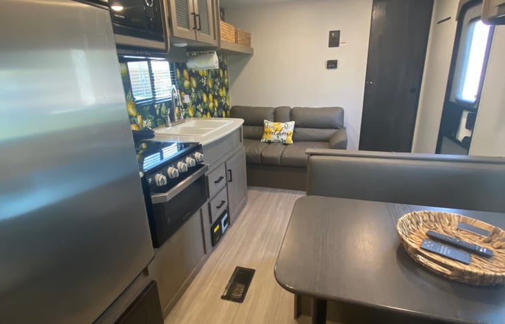 Under the dinette is storage.