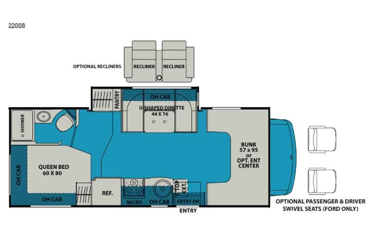 Representative floor plan provided by a trusted RVshare partner.