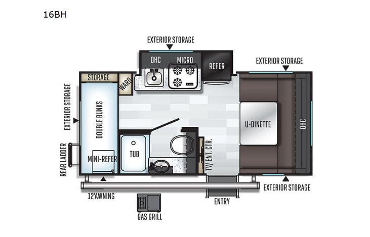 Representative floor plan provided by a trusted RVshare partner.