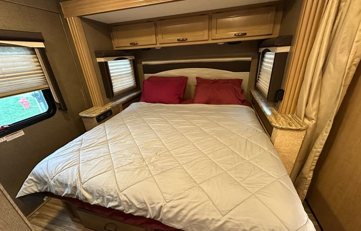 Upgraded RV King Sized Bed. Very comfortable and firm.