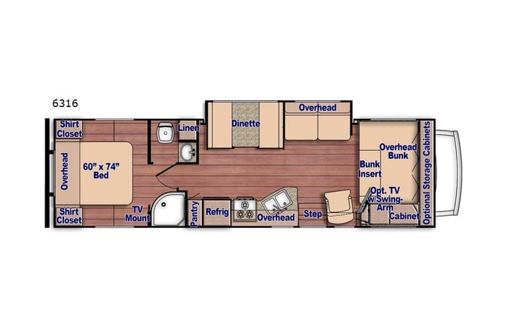 Representative floor plan provided by a trusted RVshare partner.