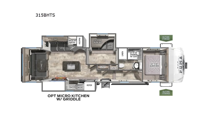 Representative floor plan provided by a trusted RVshare partner.