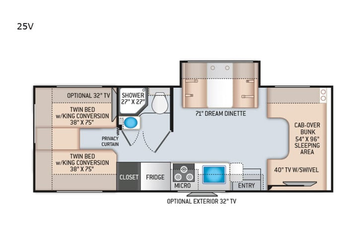 Representative floor plan provided by a trusted RVshare partner.