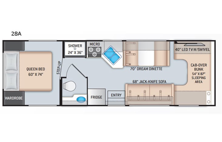 Representative floor plan provided by a trusted RVshare partner.
