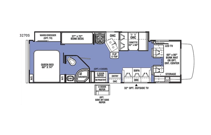 Representative floor plan provided by a trusted RVshare partner.