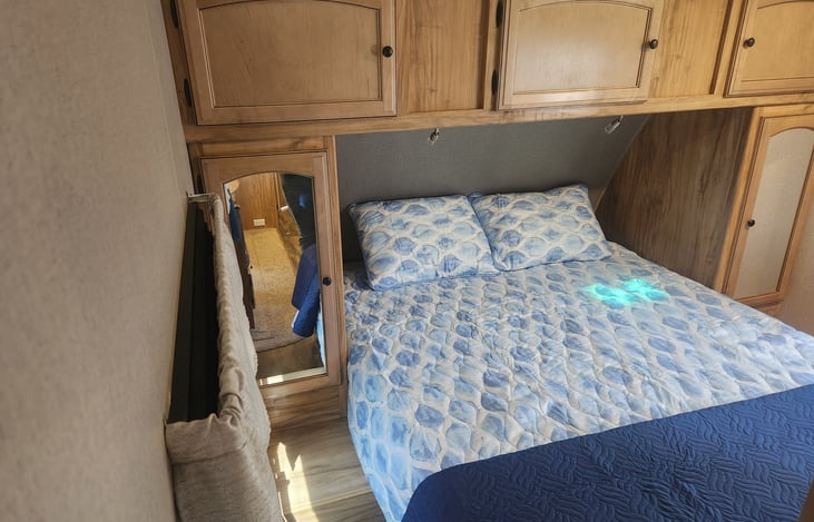 Private master bedroom with sliding doors for Privacy.  Queen size bed