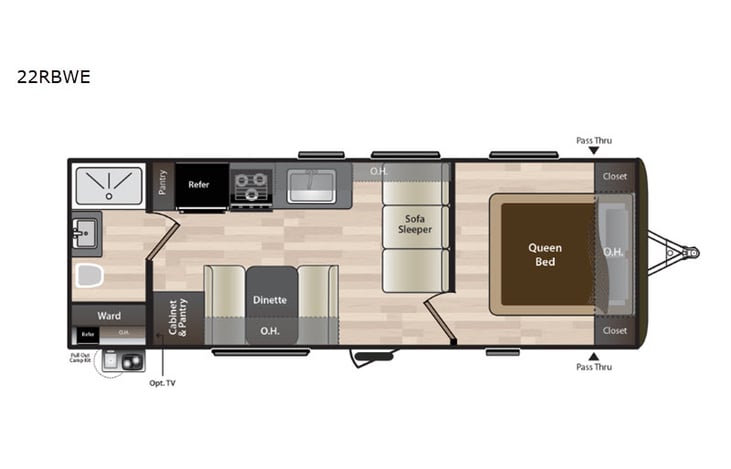 Representative floor plan provided by a trusted RVshare partner.