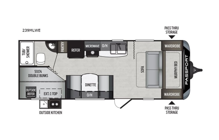 Representative floor plan provided by a trusted RVshare partner.