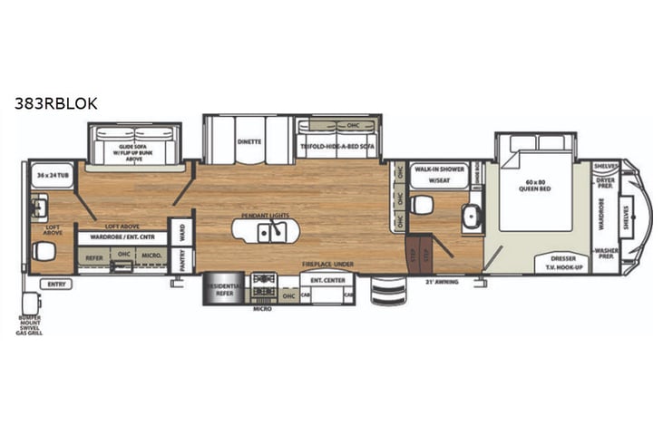 Representative floor plan provided by a trusted RVshare partner.