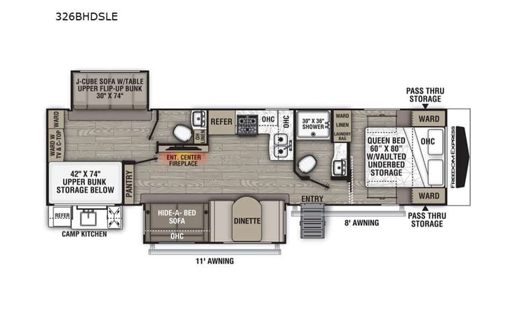 Representative floor plan provided by a trusted RVshare partner.