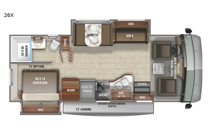 Representative floor plan provided by a trusted RVshare partner.